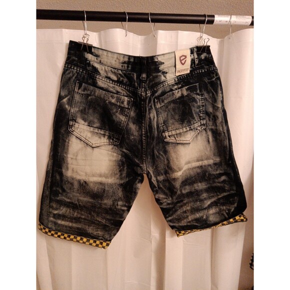 Encrypted Men's Short Pants 38 Acid Wash Blue Faded Denim Jeans - Picture 3 of 5